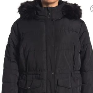 Faux Fur Trim Hood Puffer JacketDKNYC